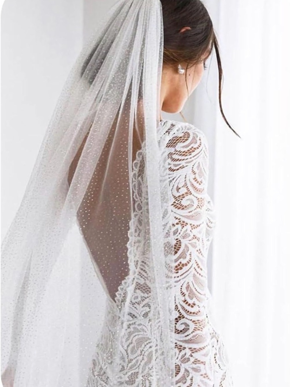 Elegant White Sparkle Bridal Veil